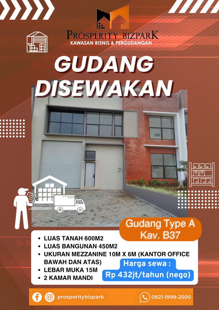 Gudang disewakan ProBiz kavling B37