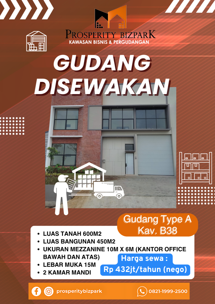 Gudang disewakan ProBiz kavling B38